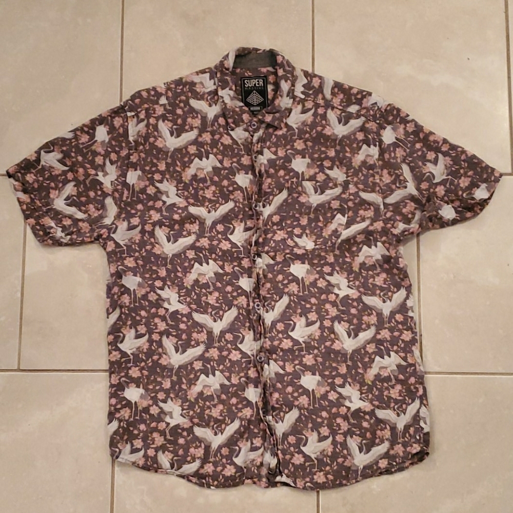Super Massive Medium Crane Floral Button Up